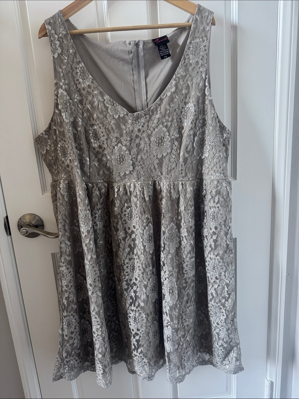 torrid Silver Lace V-Neck Fit & Flare Dress